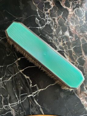 Vintage Sterling and guilloche enamel Clothes Brush
